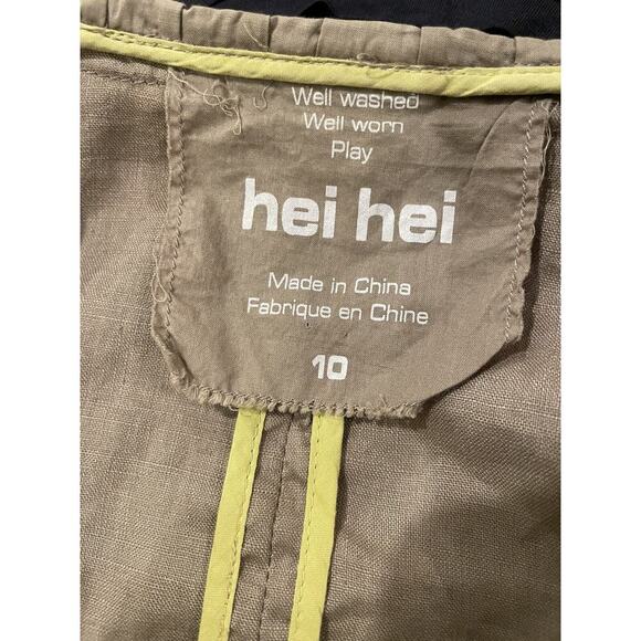 Anthropologie Hei Hei Bomber Jacket Linen Green Pleated Zip Military Sz 10 Top - Picture 4 of 8